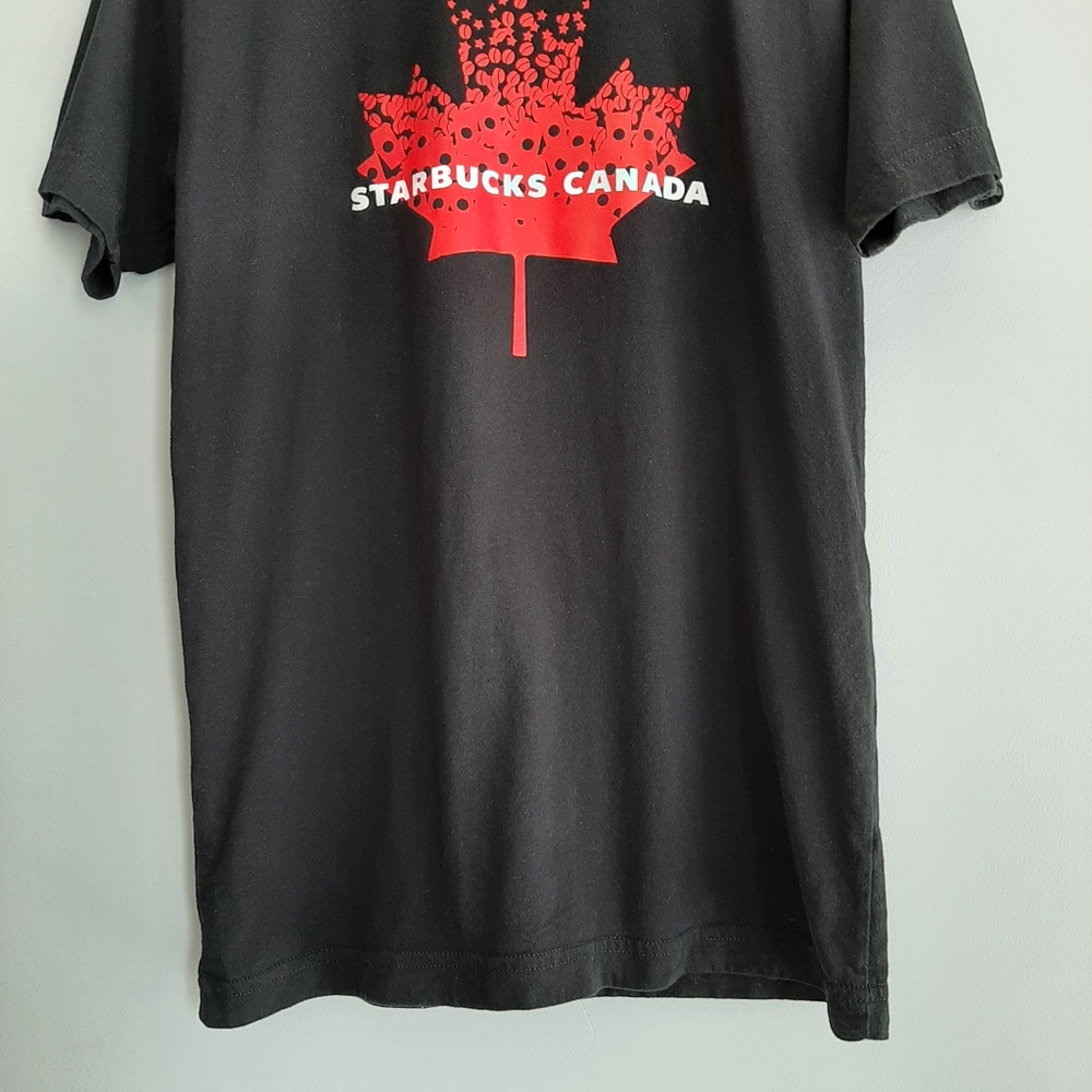 🍒 STARBUCKS CANADA American Apparel Maple Leaf Coffee T-shirt Sz M - Picture 4 of 11